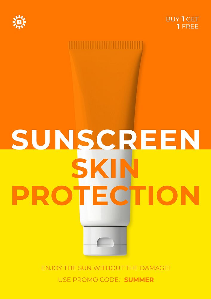 Sunscreen advertisement poster template