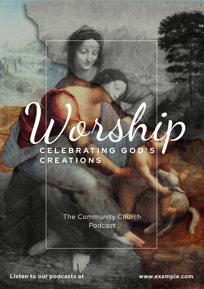 Worship god podcast poster template