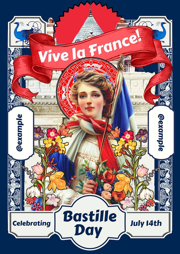France, Bastille day poster template