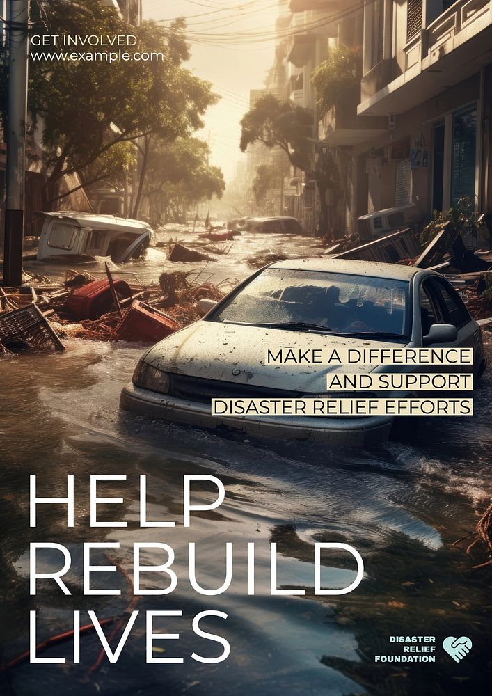 Disaster relief poster template