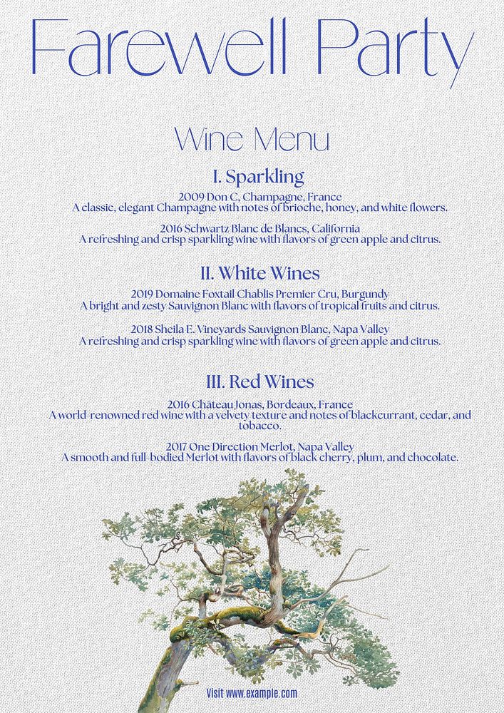 Wine menu poster template