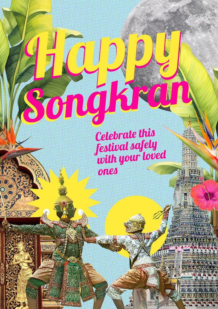 Happpy Songkran poster template