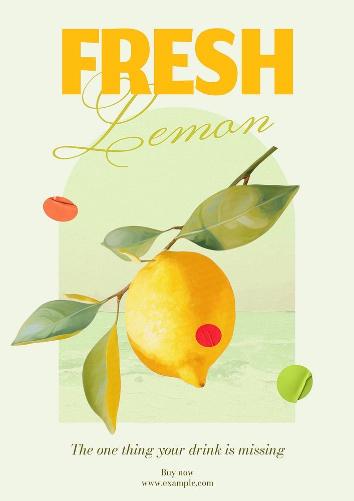 Fresh lemon poster template