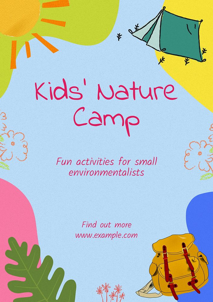 Kids nature camp poster template