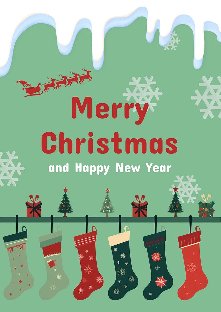 Merry Christmas poster template and design