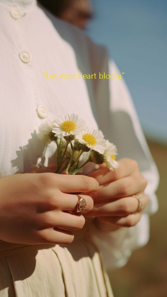 Let your heart bloom quote Facebook story template