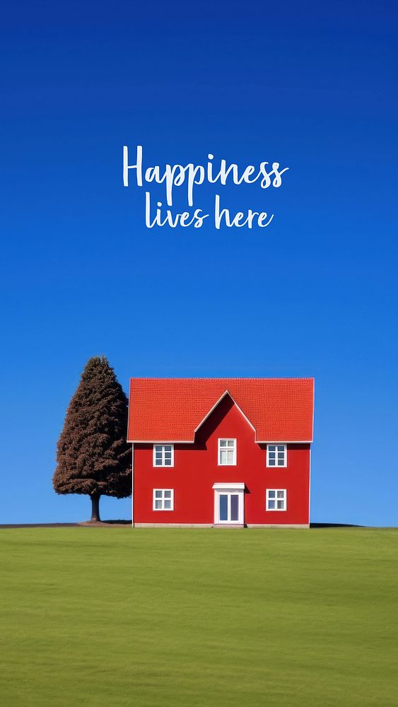 Happiness lives here quote  mobile phone wallpaper template