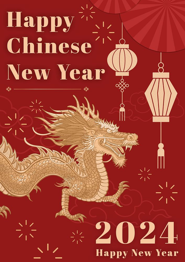 Chinese New Year  greeting poster template