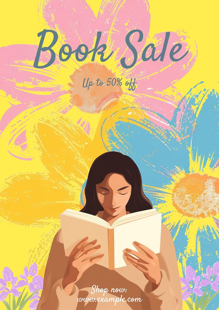 Book sale poster template