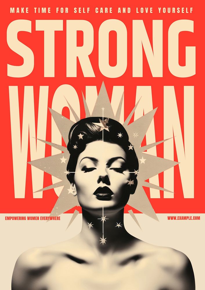 Strong woman poster template