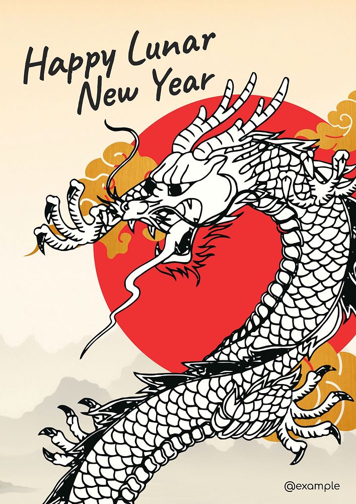 Happy Lunar New Year poster template