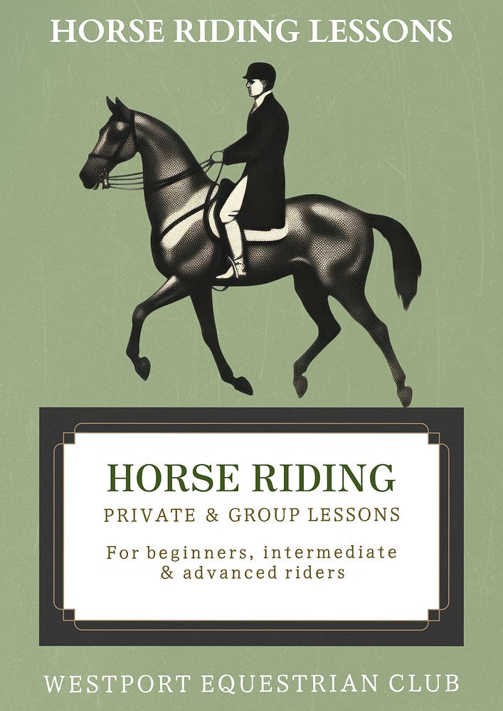 Horse riding poster template
