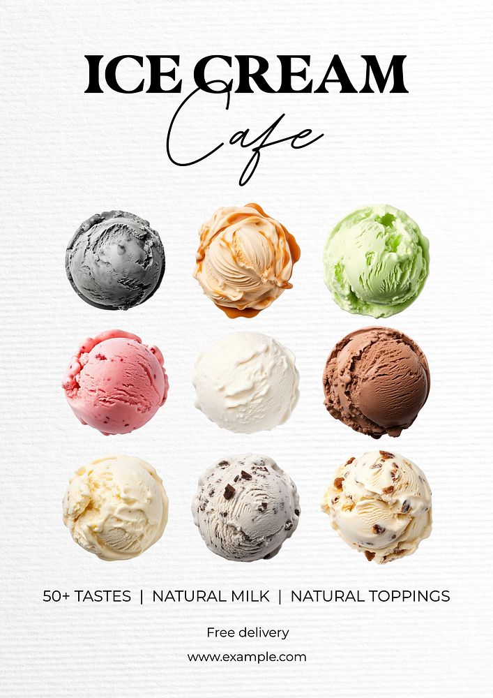 Ice cream cafe poster template