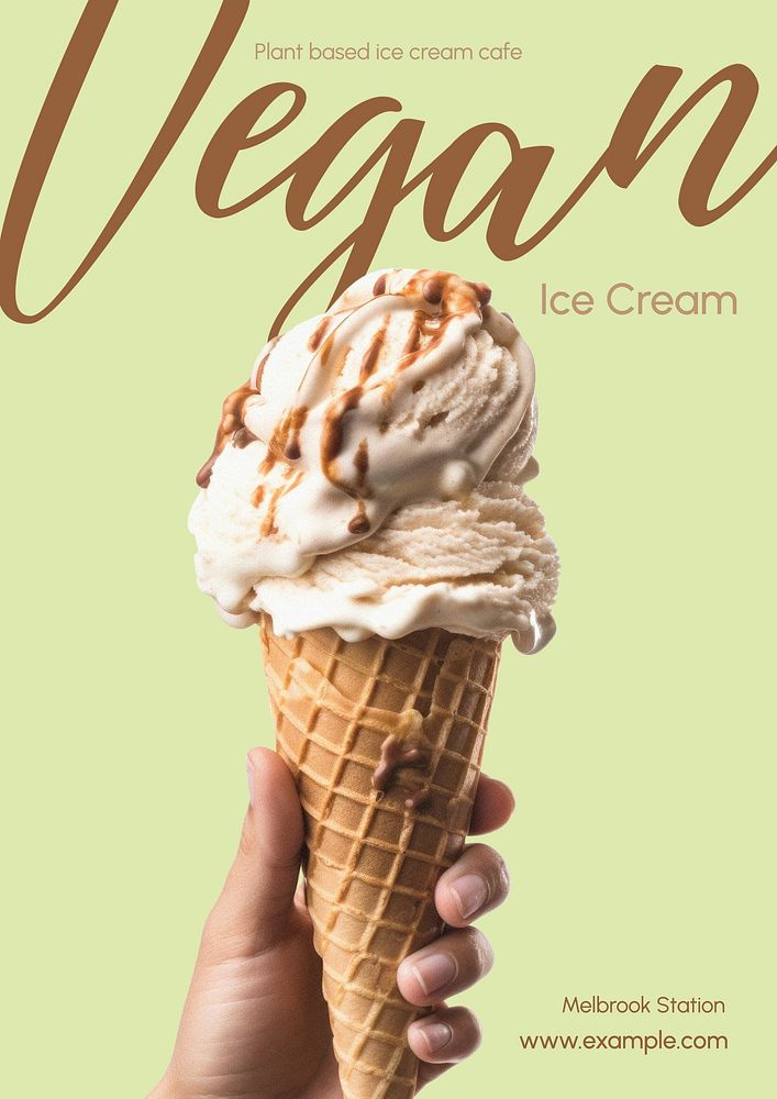 Vegan ice cream poster template
