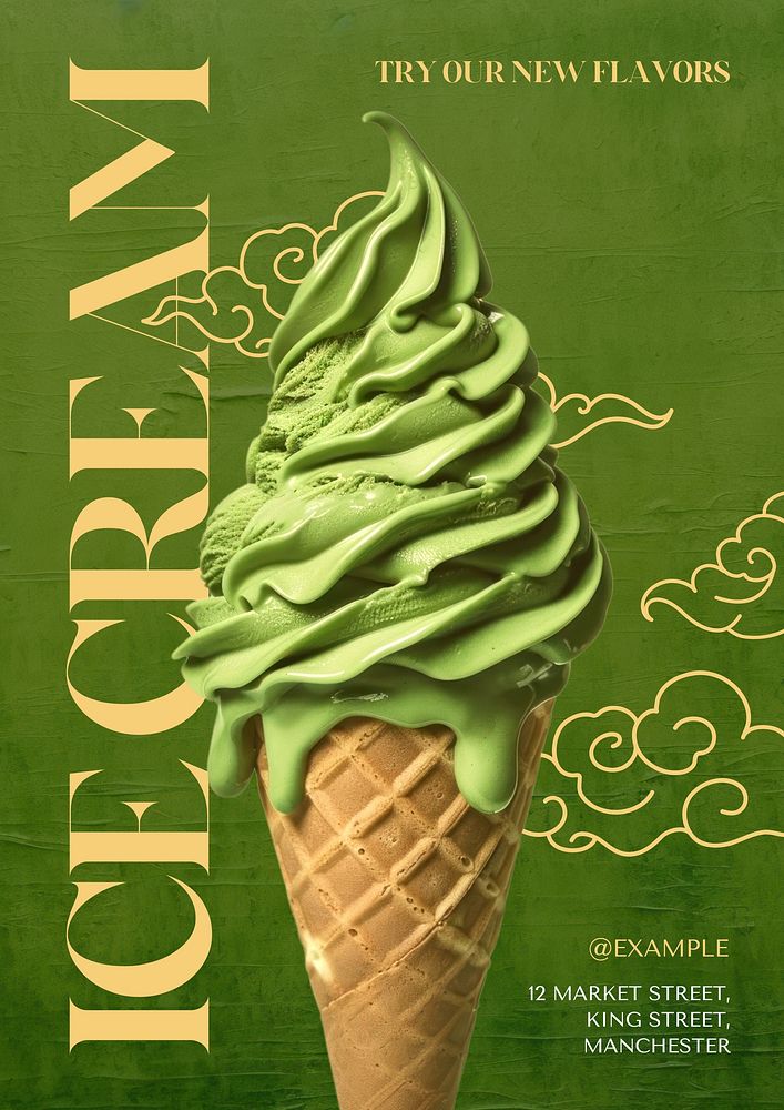 Ice cream shop poster template