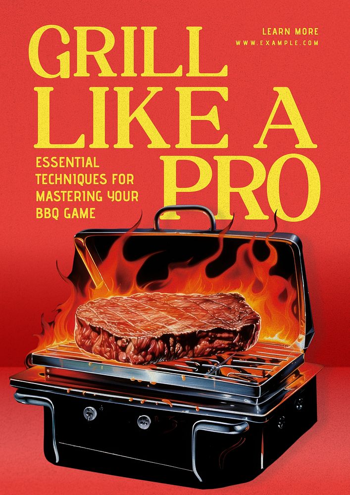 BBQ grilling techniques poster template