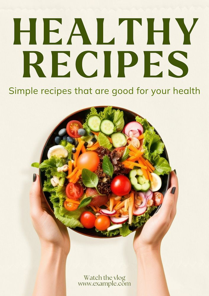 Healthy recipes poster template