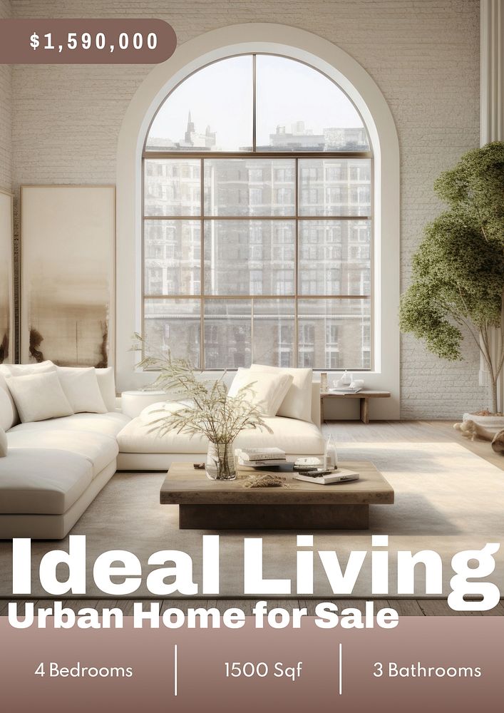 Ideal living home   poster template