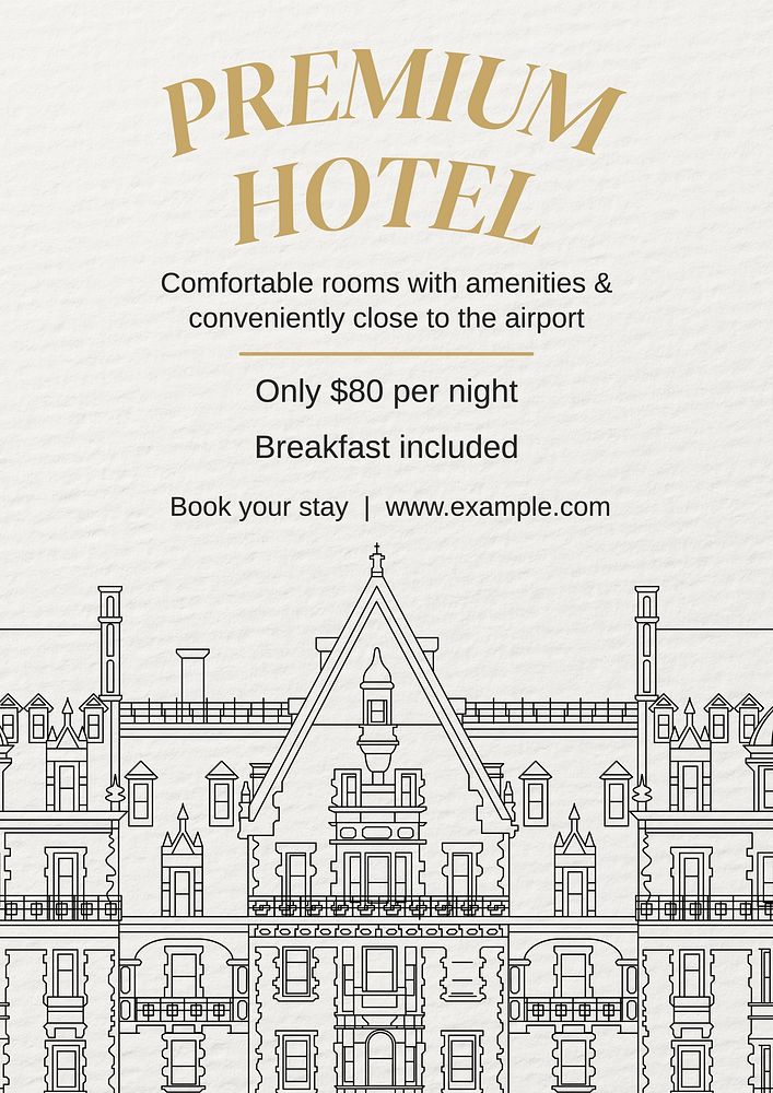 Premium hotel poster template, editable text and design