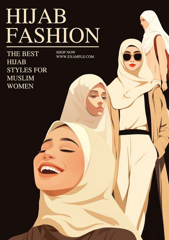 Hijab fashion poster template
