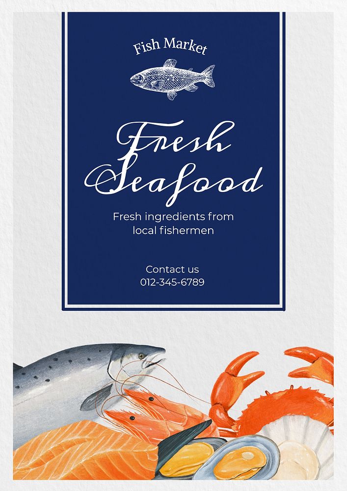 Fresh seafood poster template