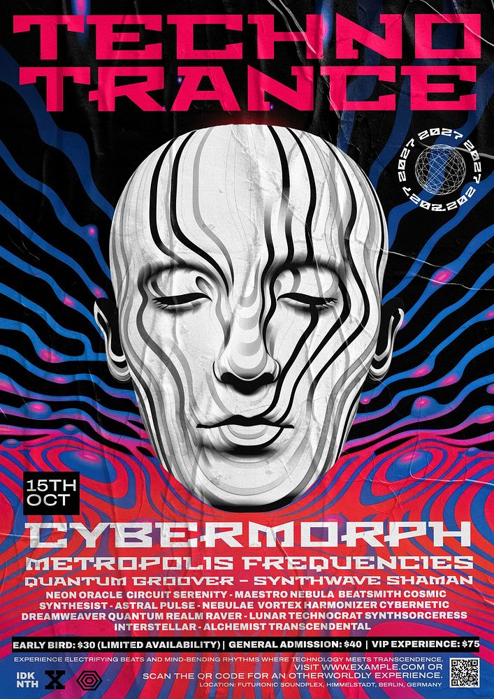 Techno Trance poster template