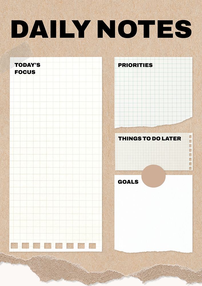 Daily notes planner template