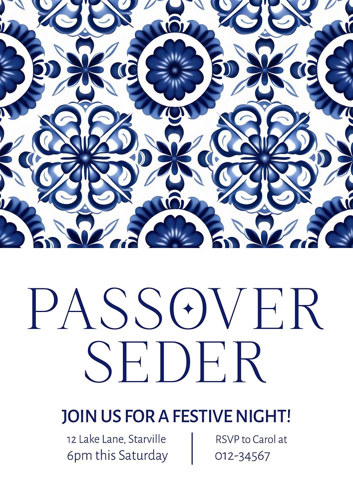 Passover seder poster template