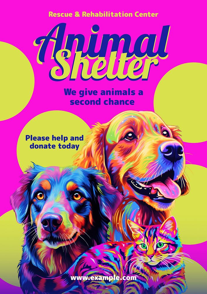 Animal shelter poster template
