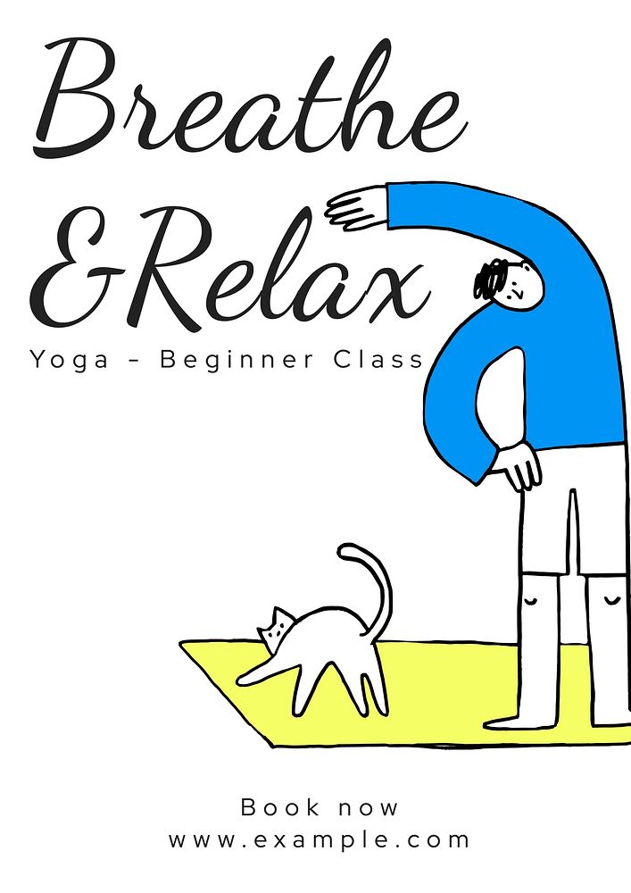 Breathe & relax, yoga poster template