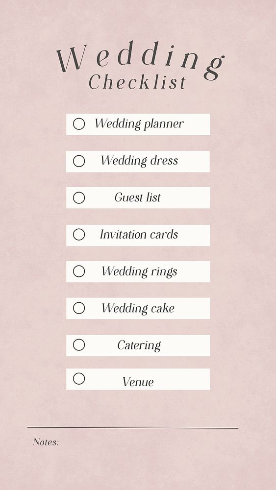 Wedding checklist planner Instagram story template Instagram story template