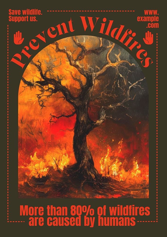 Forest fire poster template