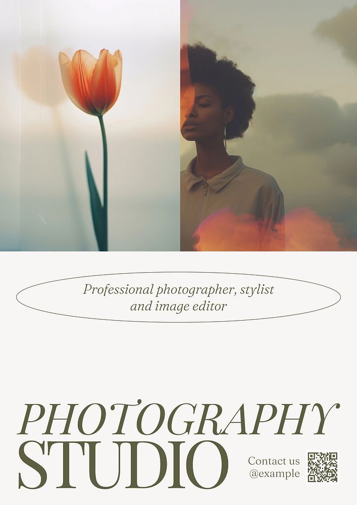 Photo studio poster template, editable text and design