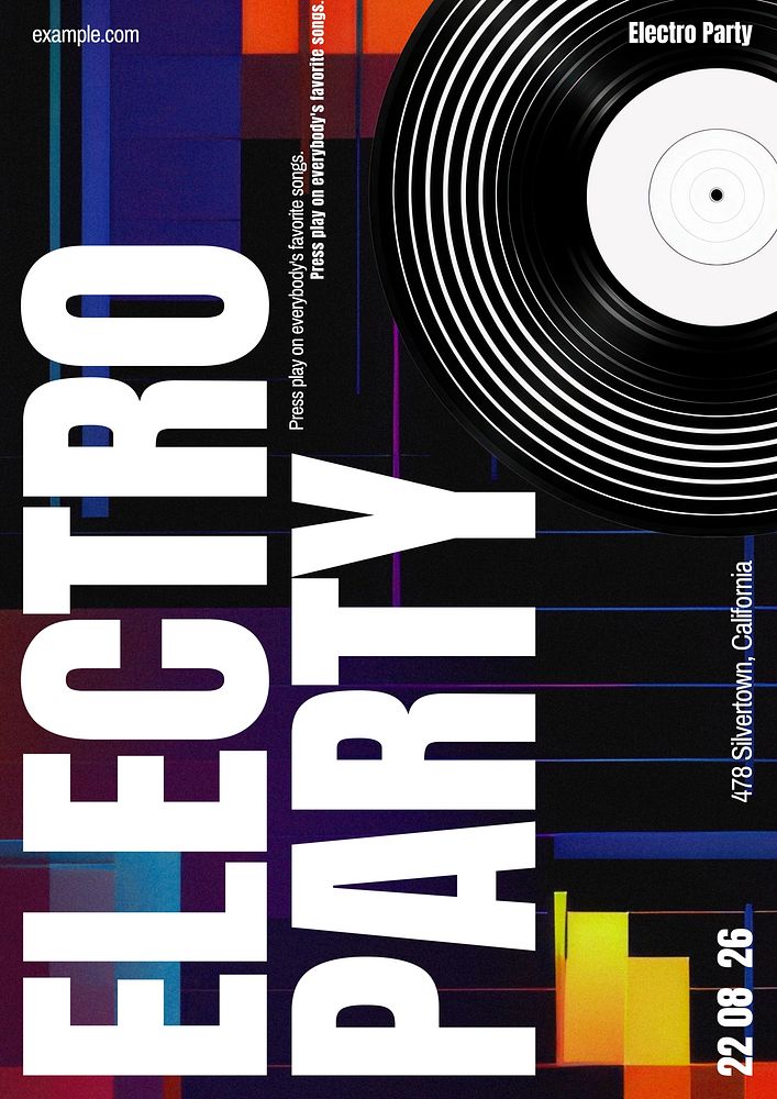 Electro party poster template