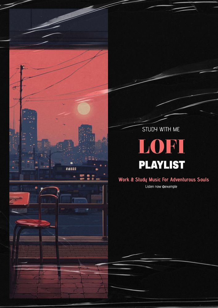 Lofi playlist poster template