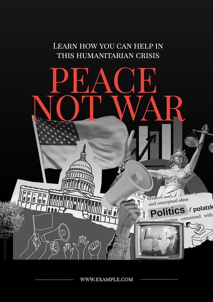 Peace not war poster template, editable text and design
