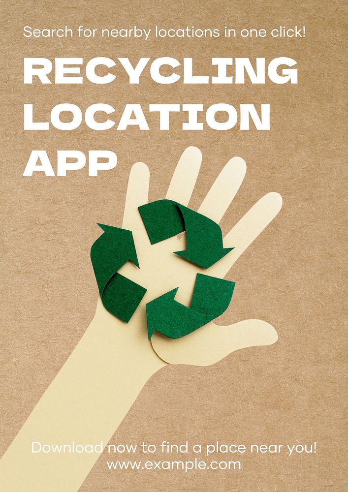 Recycling location app poster template