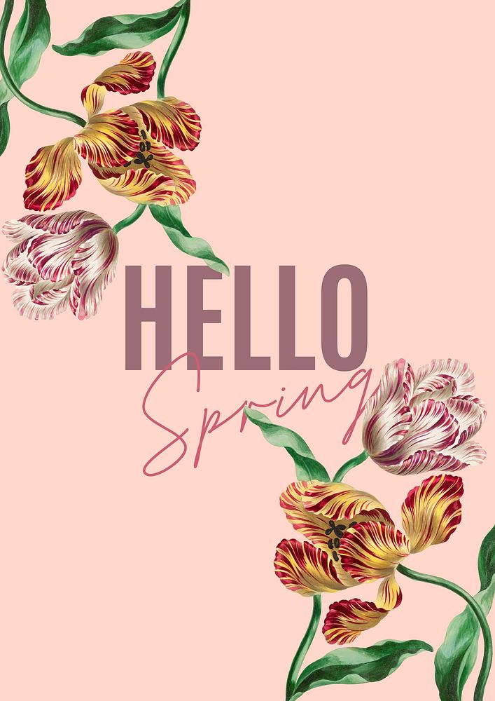 Hello spring quote poster template