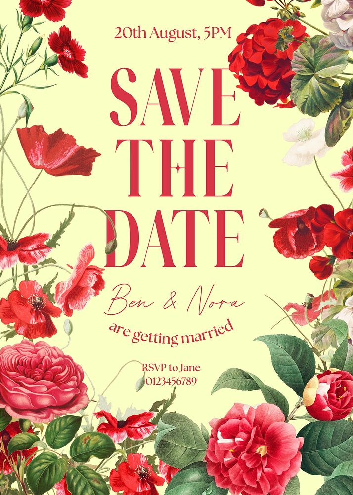 Save date invitation card template | Free Photo - rawpixel