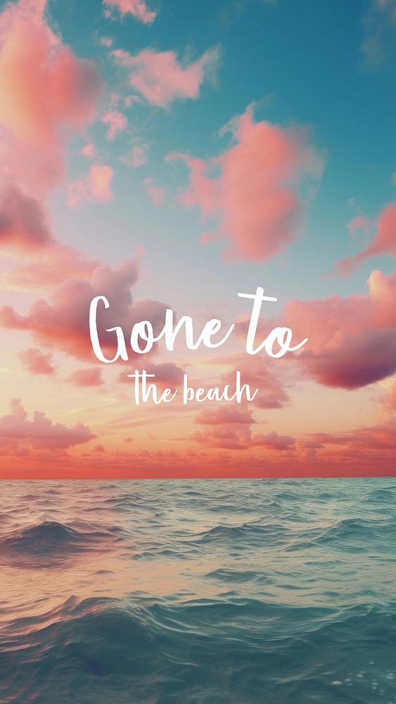 Gone to the beach quote Instagram story template