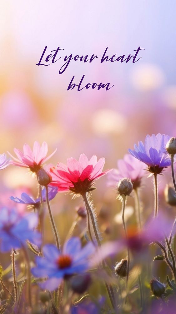Let your heart bloom quote Instagram story template