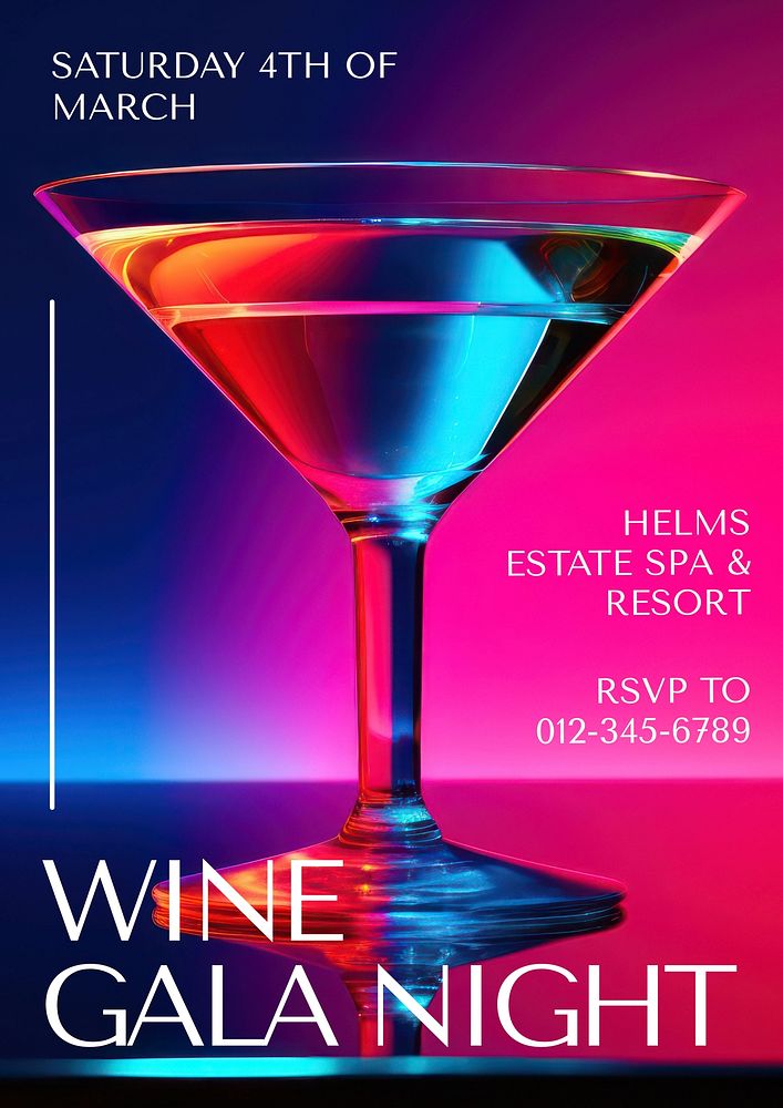 Wine gala night invitation card template