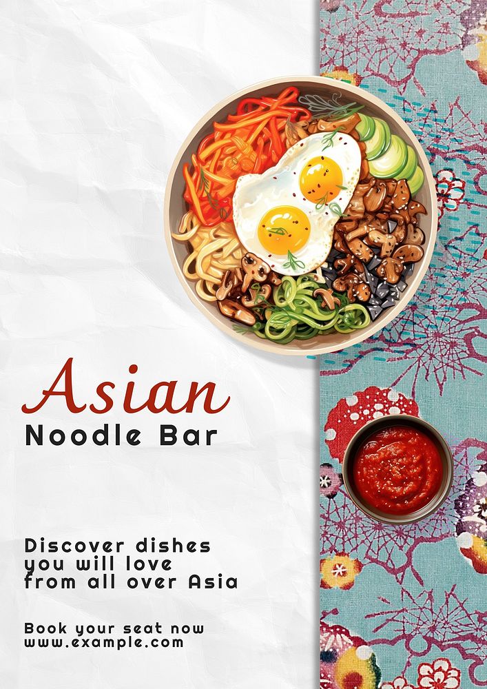 Asian noodle bar poster template  