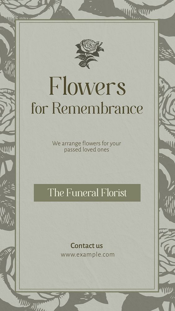 Funeral flowers Facebook story template
