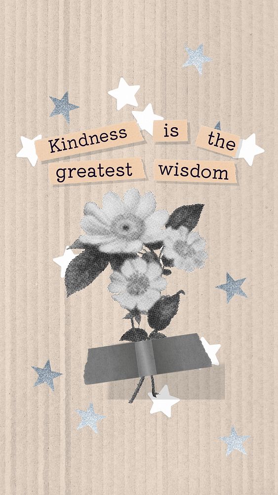 Wisdom & kindness  quote   mobile wallpaper template