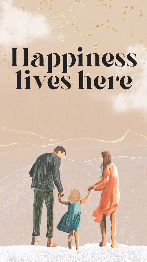 Happiness lives here quote   Instagram story template