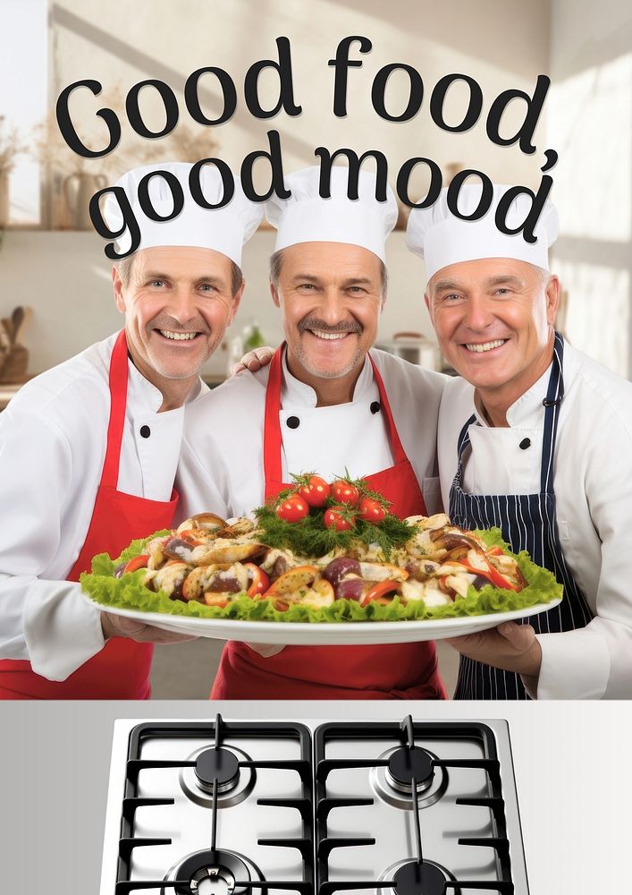 Good food, good mood quote poster template