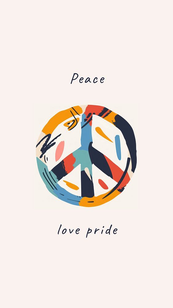 Peace love pride quote   mobile wallpaper template