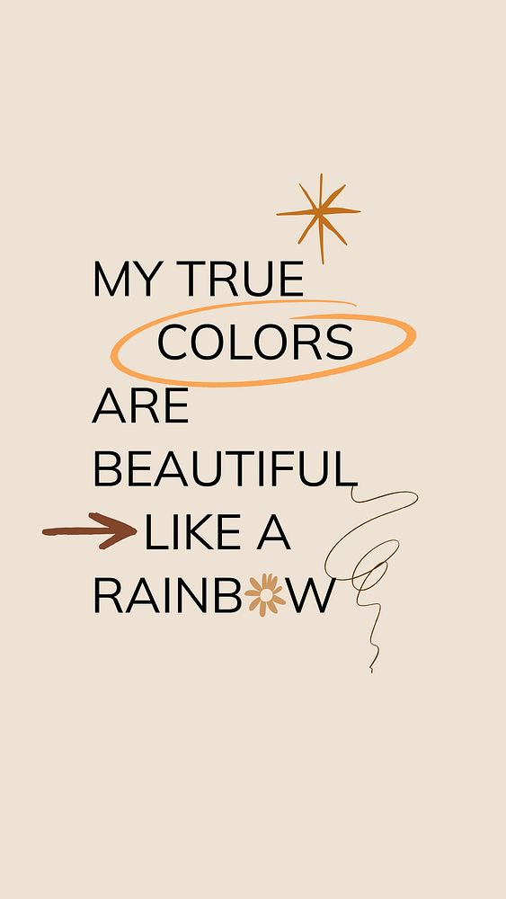 Rainbow true colors quote   mobile wallpaper template
