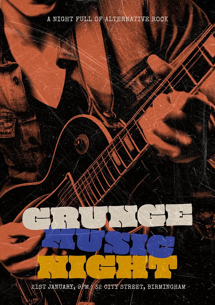 Grunge music poster template